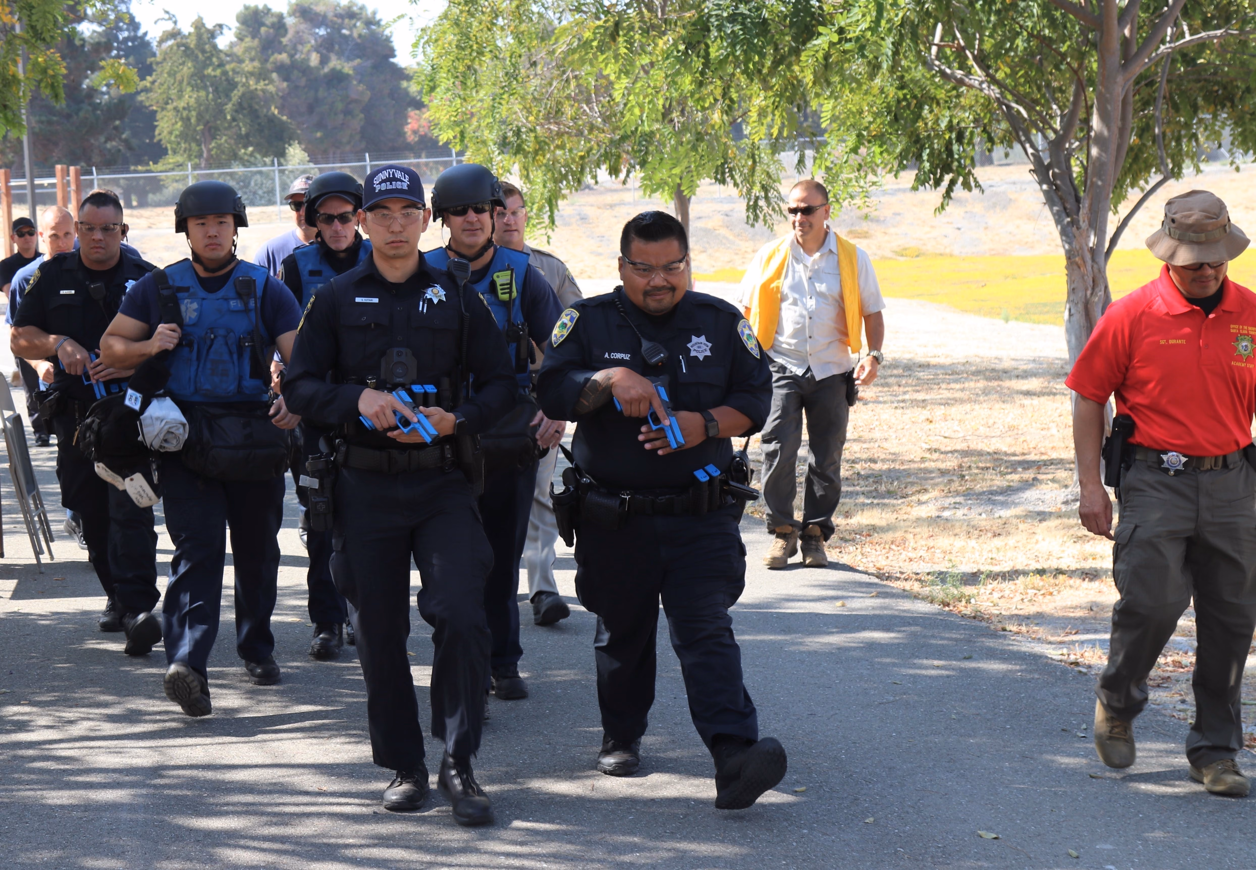 Mountain View police officers walking together on a community foot patrol