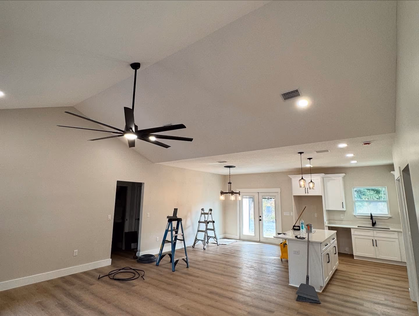 Finished kitchen and living room lighting