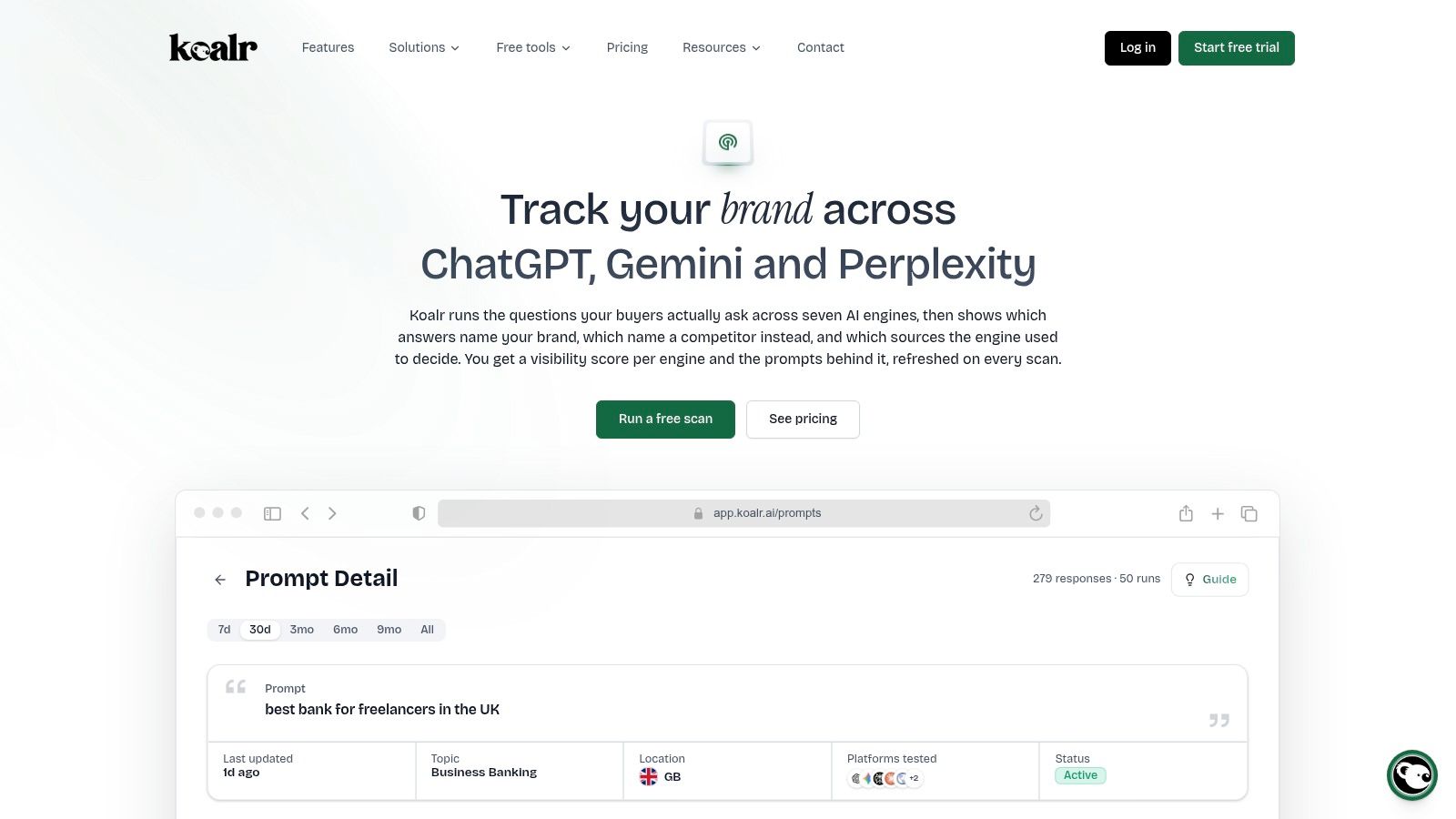 Koalr ChatGPT, Gemini, and Perplexity Brand Monitoring