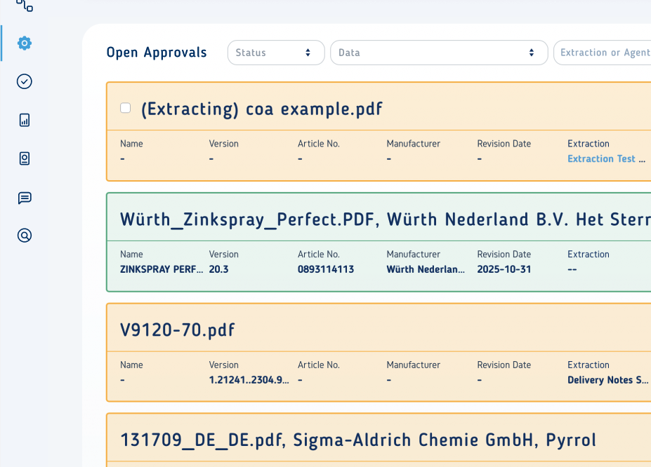 Microbrains UI with the Approvals Page