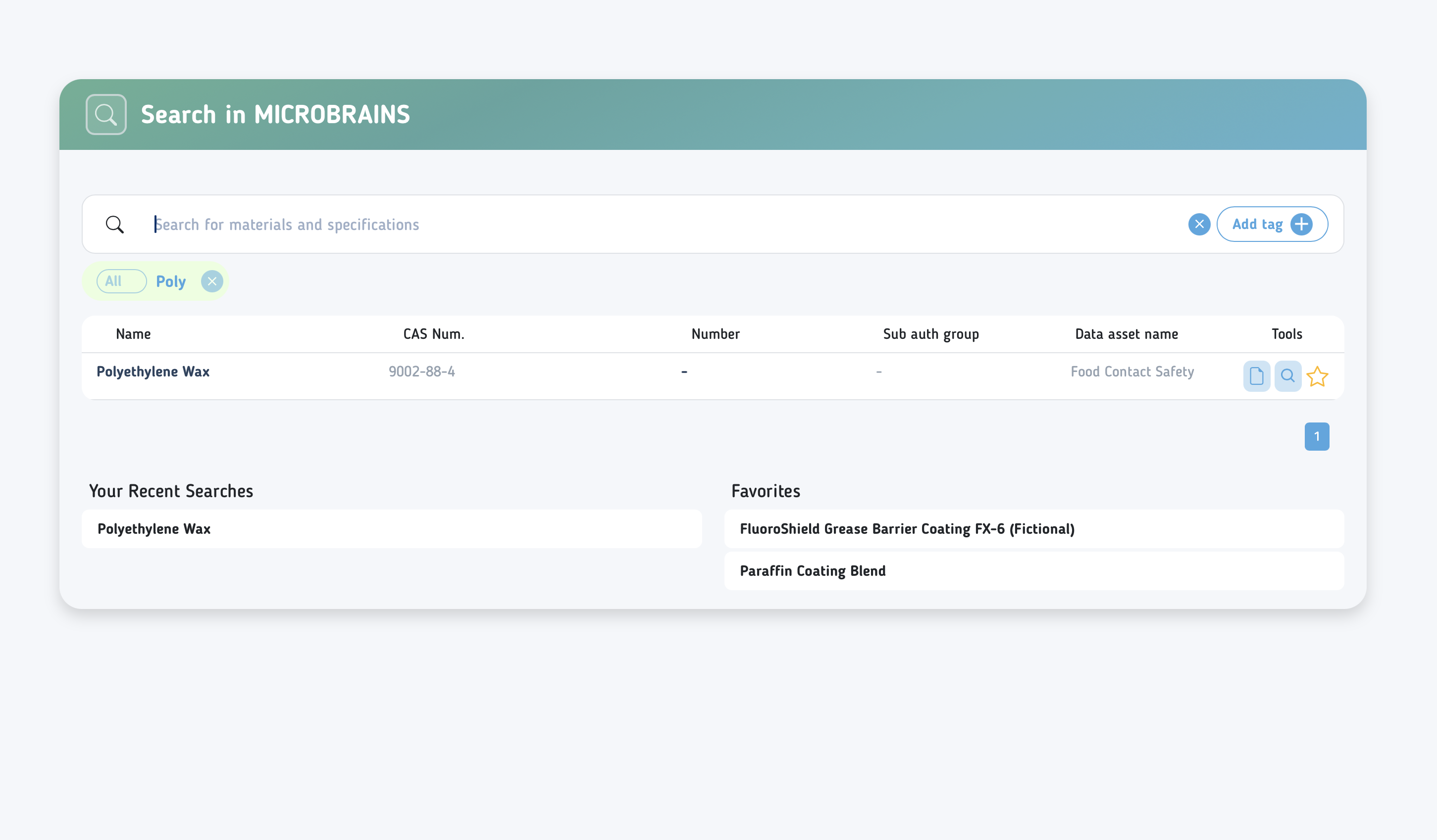 Microbrains UI with the Search Feature