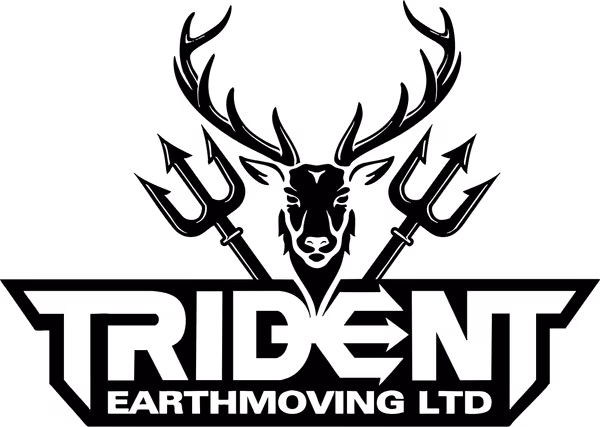 A black trident symbol with three prongs, designed with clean, modern lines.