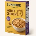 A box of Sunspire Honey Crunch cereal.