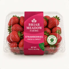 A punnet of Briar Meadow strawberries.