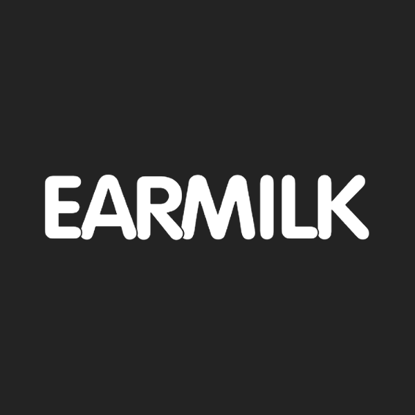 The word EARMILK in bold white letters on a black background.