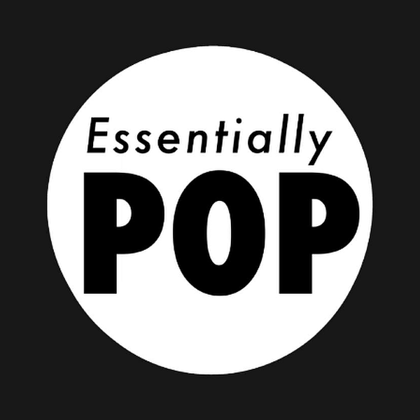 Logo with the word 'Essentially' in smaller font above the large bold word 'POP' inside a white circle on a black background.