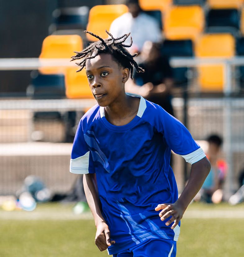 A young footballer during a match