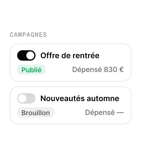 Aperçu de la fonctionnalité « Suivi des campagnes »