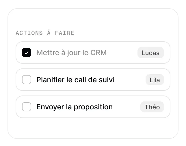 Liste des actions à cocher après la réunion