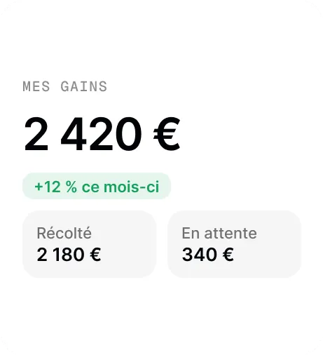 Aperçu de la fonctionnalité « Mes gains »