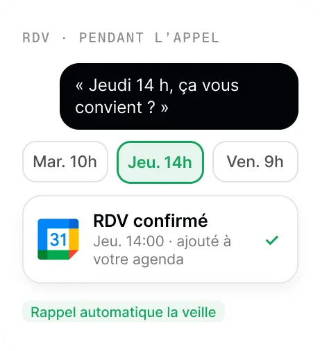 Aperçu de la fonctionnalité « Prise de rendez-vous »
