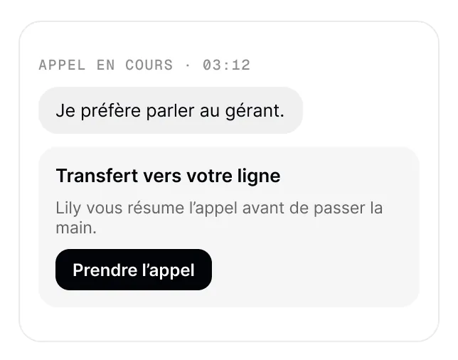 Transfert d'un appel avec son contexte