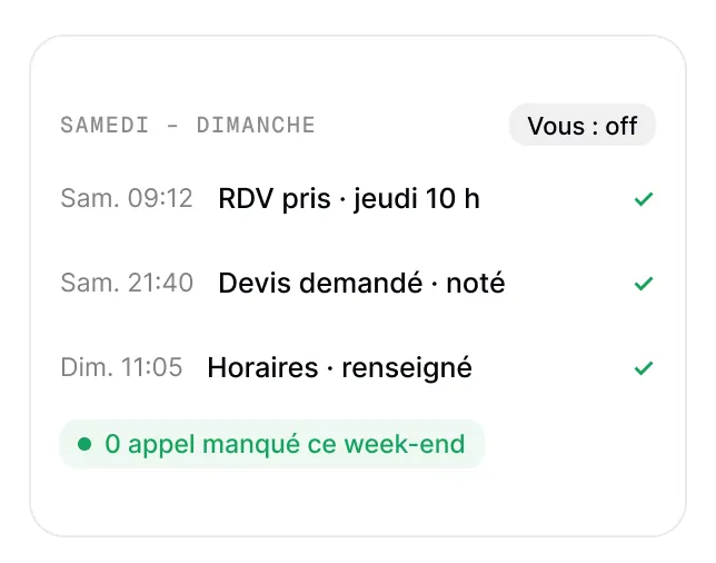 Appel décroché par Lily en dehors des horaires