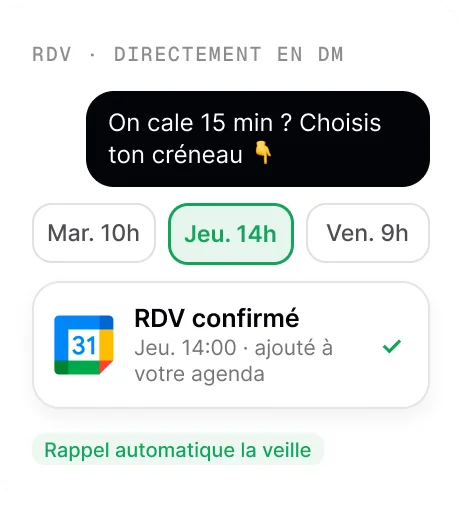 Créneaux de rendez-vous proposés au prospect