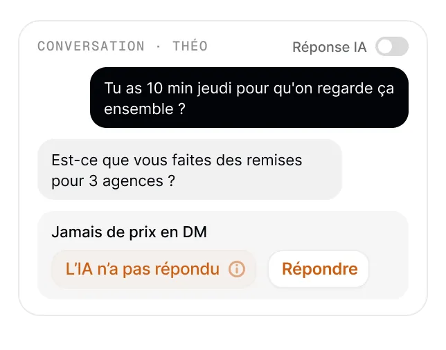 Bouton pour reprendre la conversation à la main