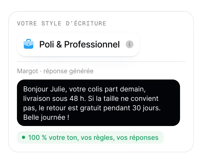 Réponse à un e-mail client dans le ton choisi