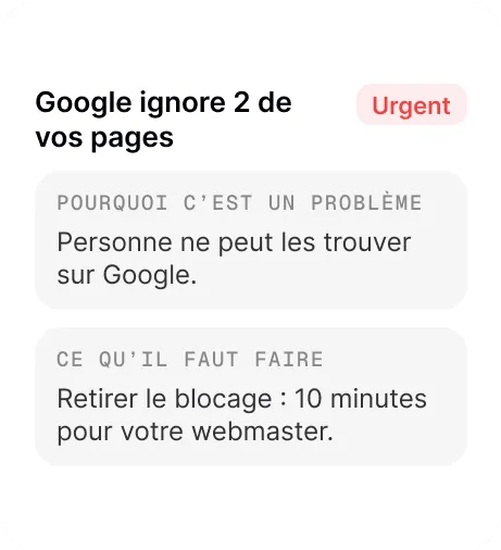 Problèmes détectés sur le site, expliqués