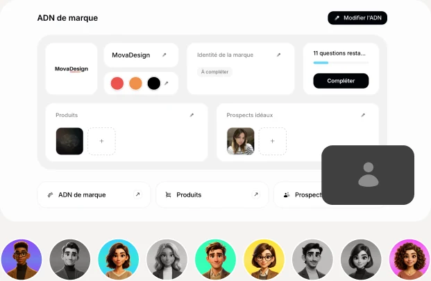 Configuration de l'ADN de marque dans Agentova : identité, produits et prospects idéaux
