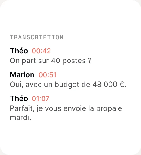 Aperçu de la fonctionnalité « Transcription complète »