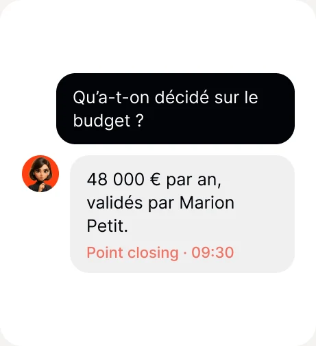 Aperçu de la fonctionnalité « Posez vos questions »