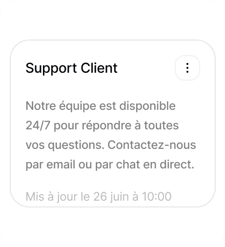 Carte du projet Support client : description et date de mise à jour
