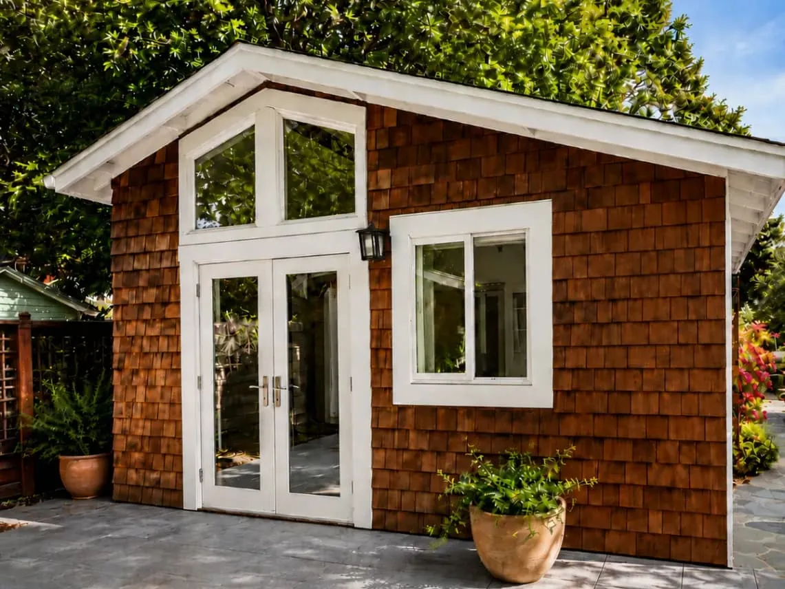 Finished cedar shingle ADU exterior