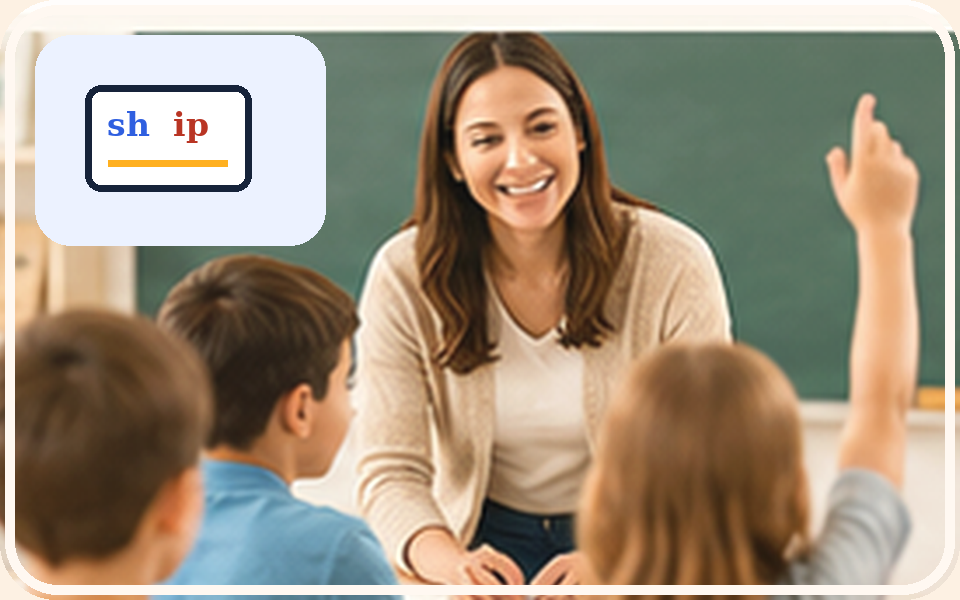A teacher guiding small-group reading instruction