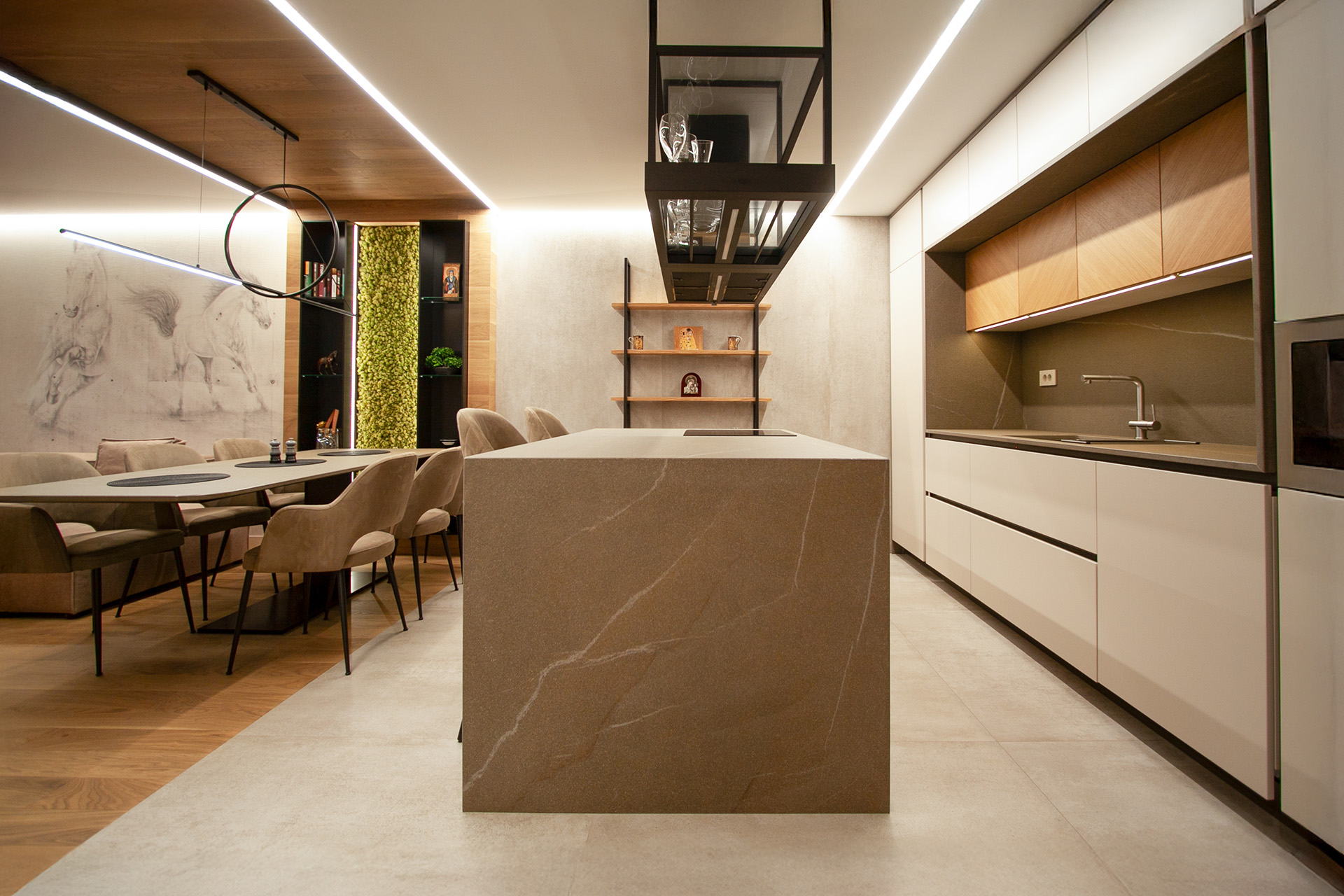 VDERM — reception desk and curved sofa