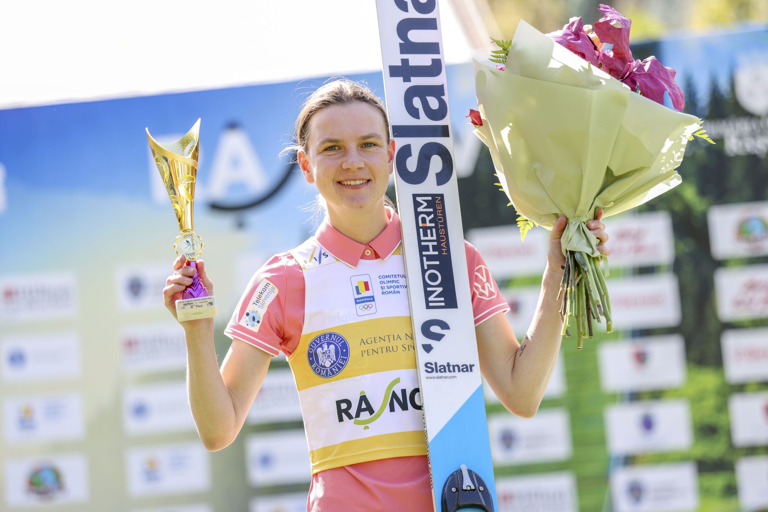 Ema KLINEC, SLO, bib number 37, Podium Photo, Women's Individual Large Hill at FIS Ski Jumping Summer Grand Prix in Rasnov, Romania, 2026-09-20, Photo Credit: Julia Piatkowska