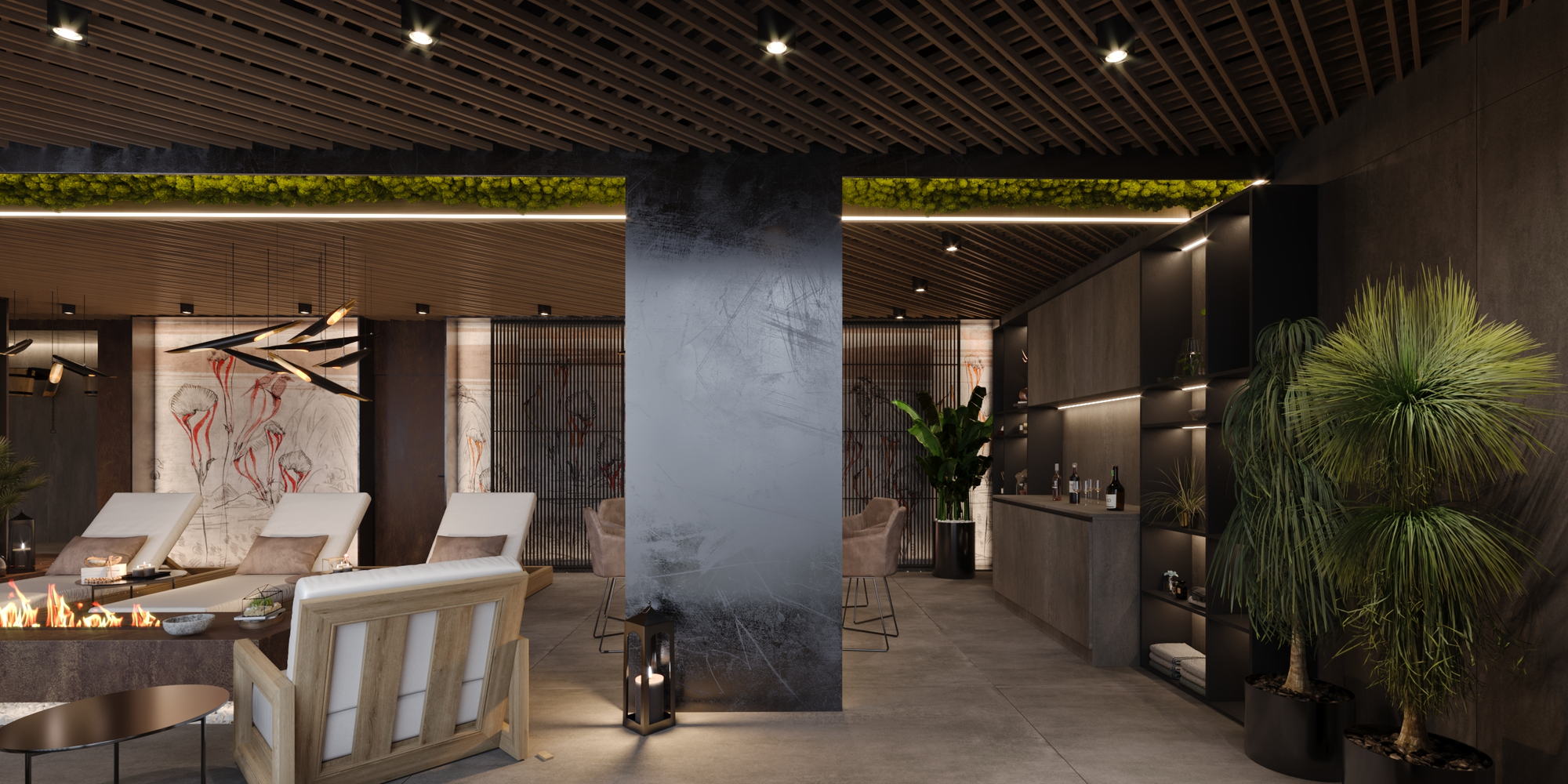 Asian Spa — circulation past the planted column