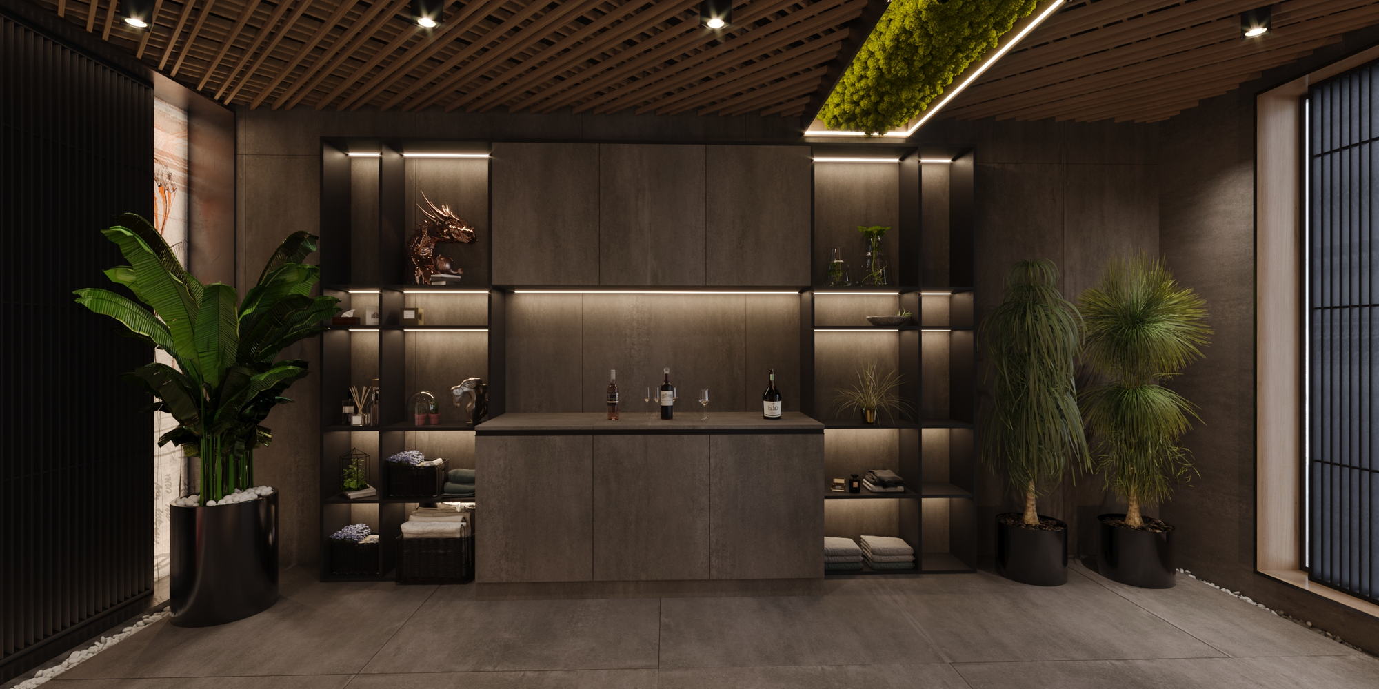Asian Spa — reception counter and display shelving