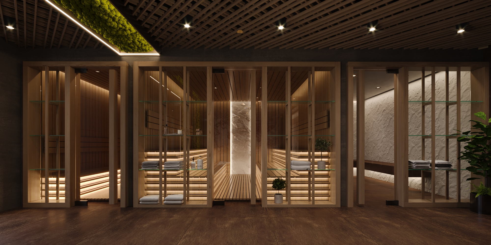 Asian Spa — timber-screened sauna suite