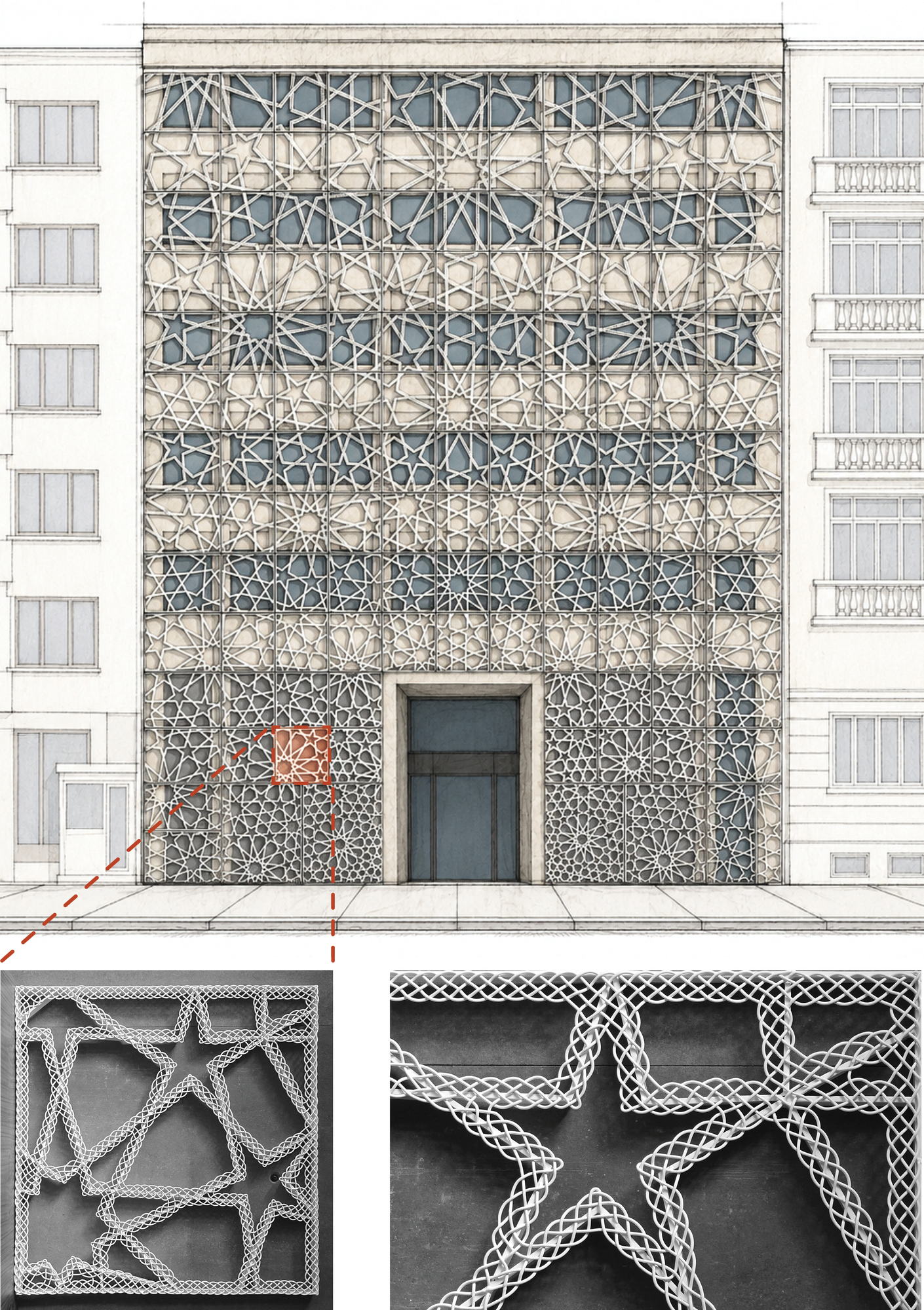 Embassy Turkey — elevation with the screen module called out