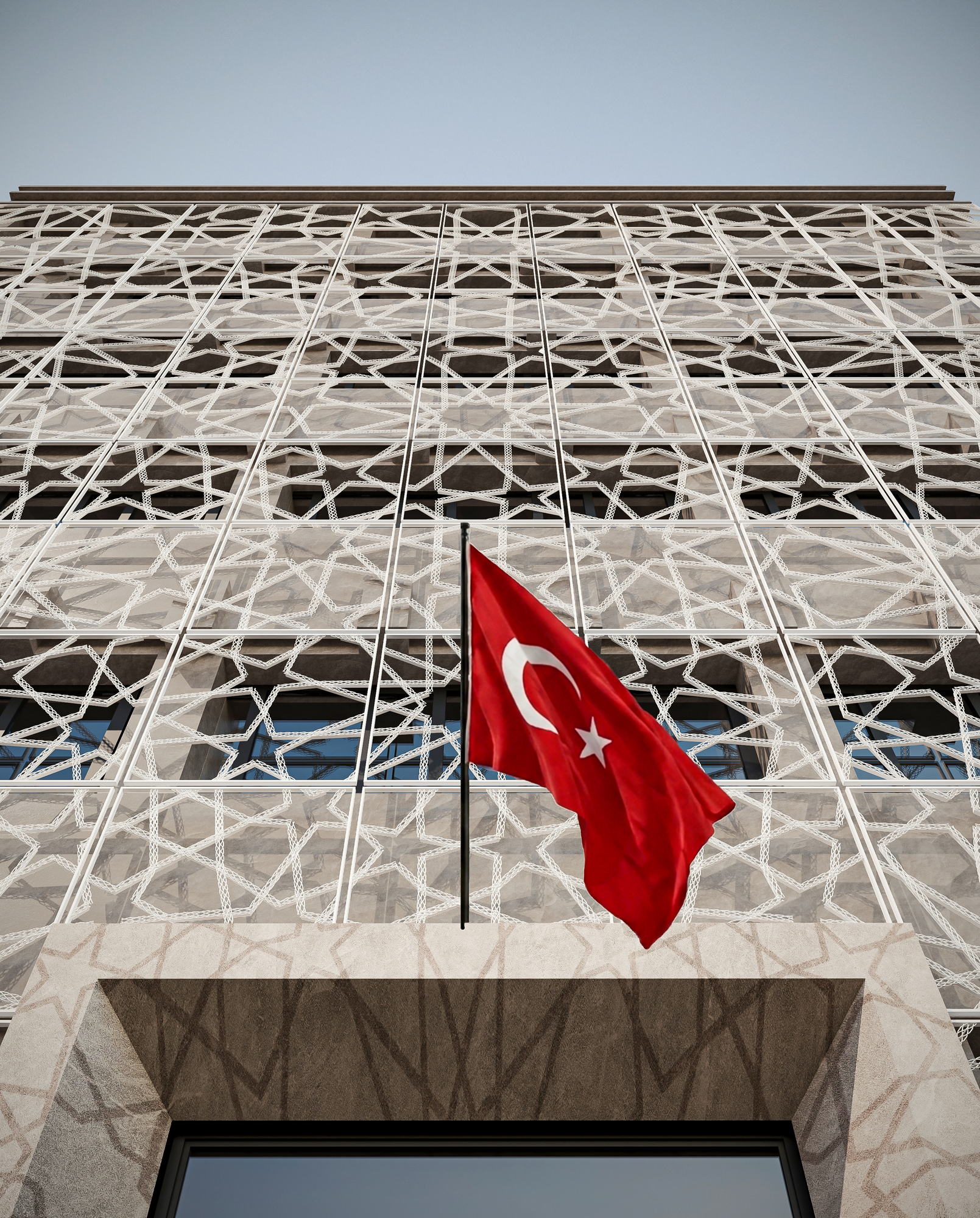 Embassy Turkey — the screen above the entrance canopy