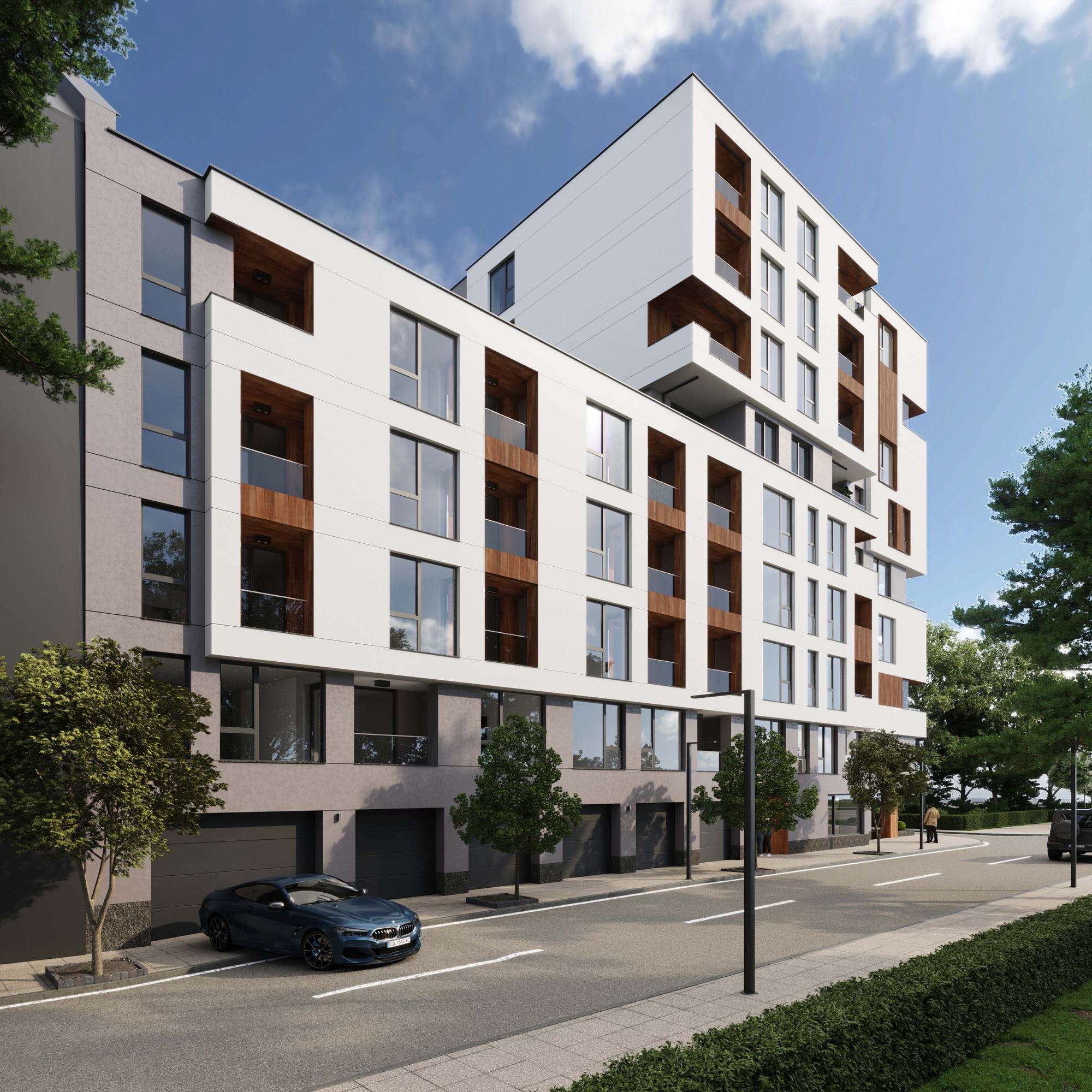 Razsadnika Residence — the building along the street