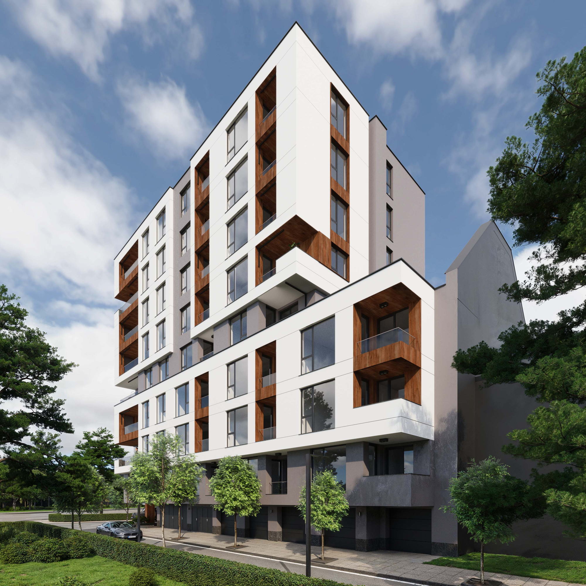 Razsadnika Residence — approach along the pavement