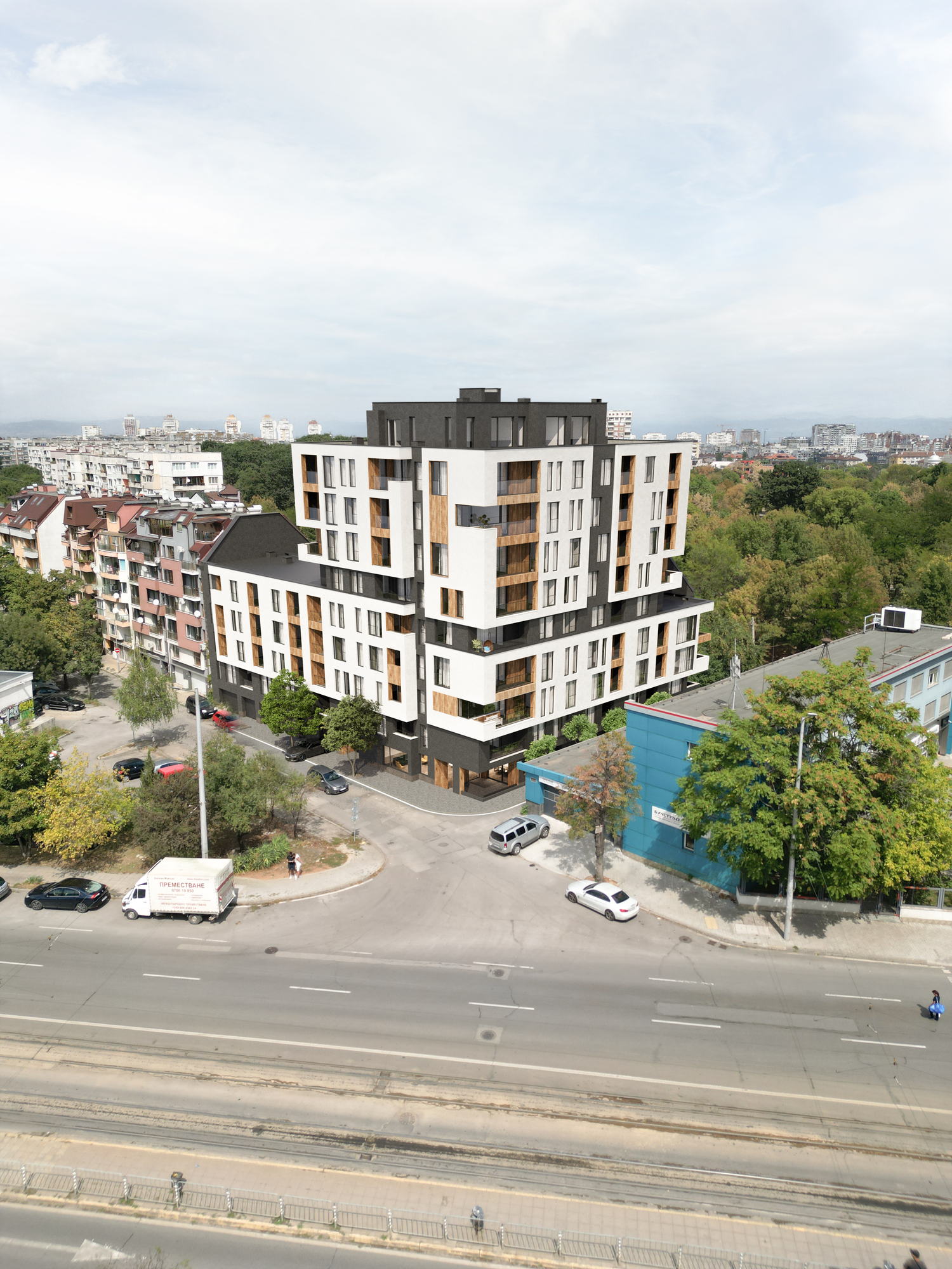 Razsadnika Residence — aerial view over the junction