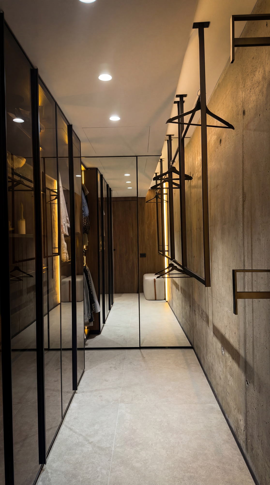 RUH A43 — wardrobe rails along the corridor