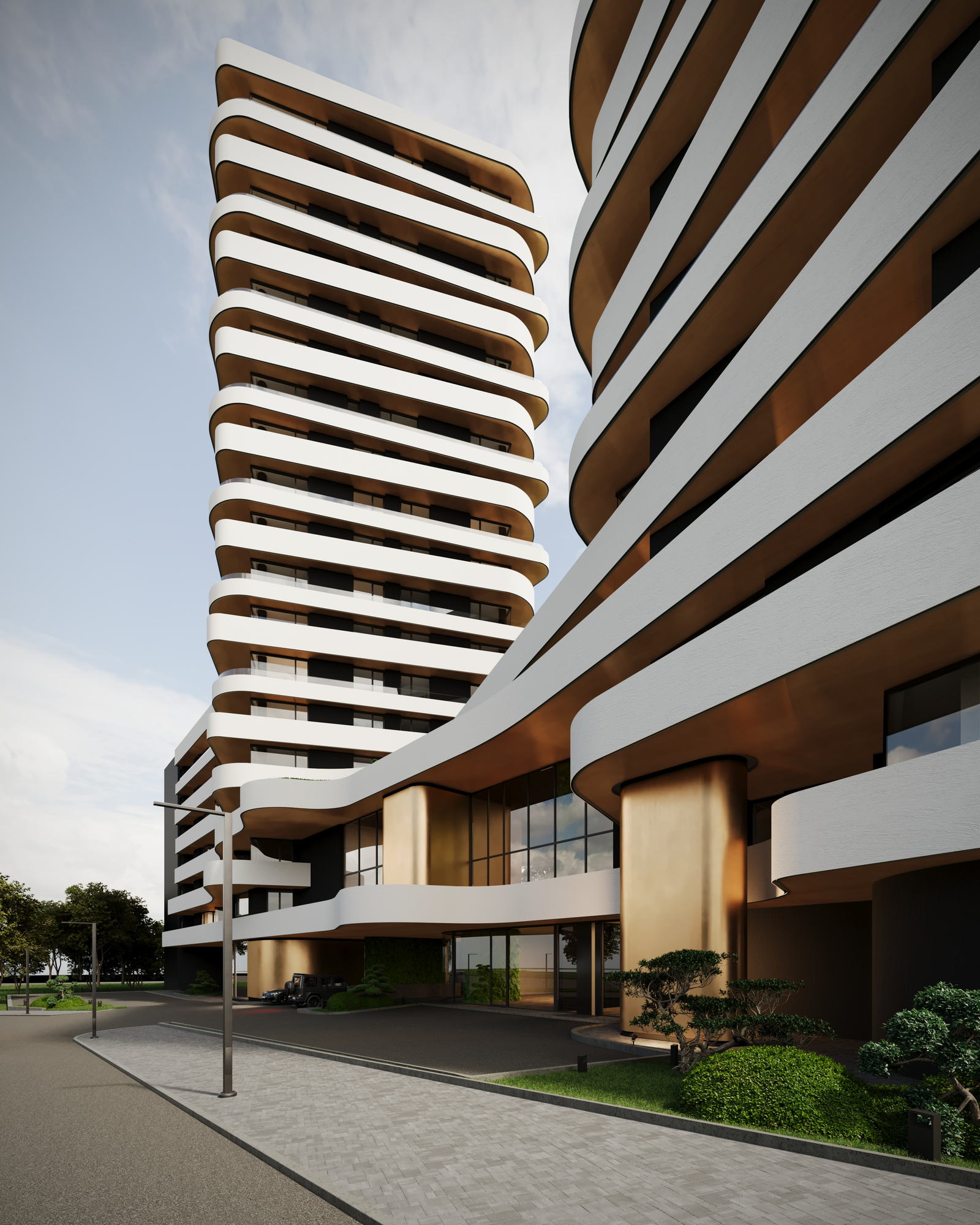 RUh Bulgaria — curved balconies at close range