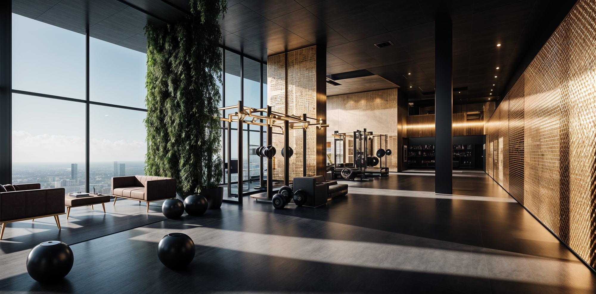 RUh Bulgaria — fitness suite concept with planted wall