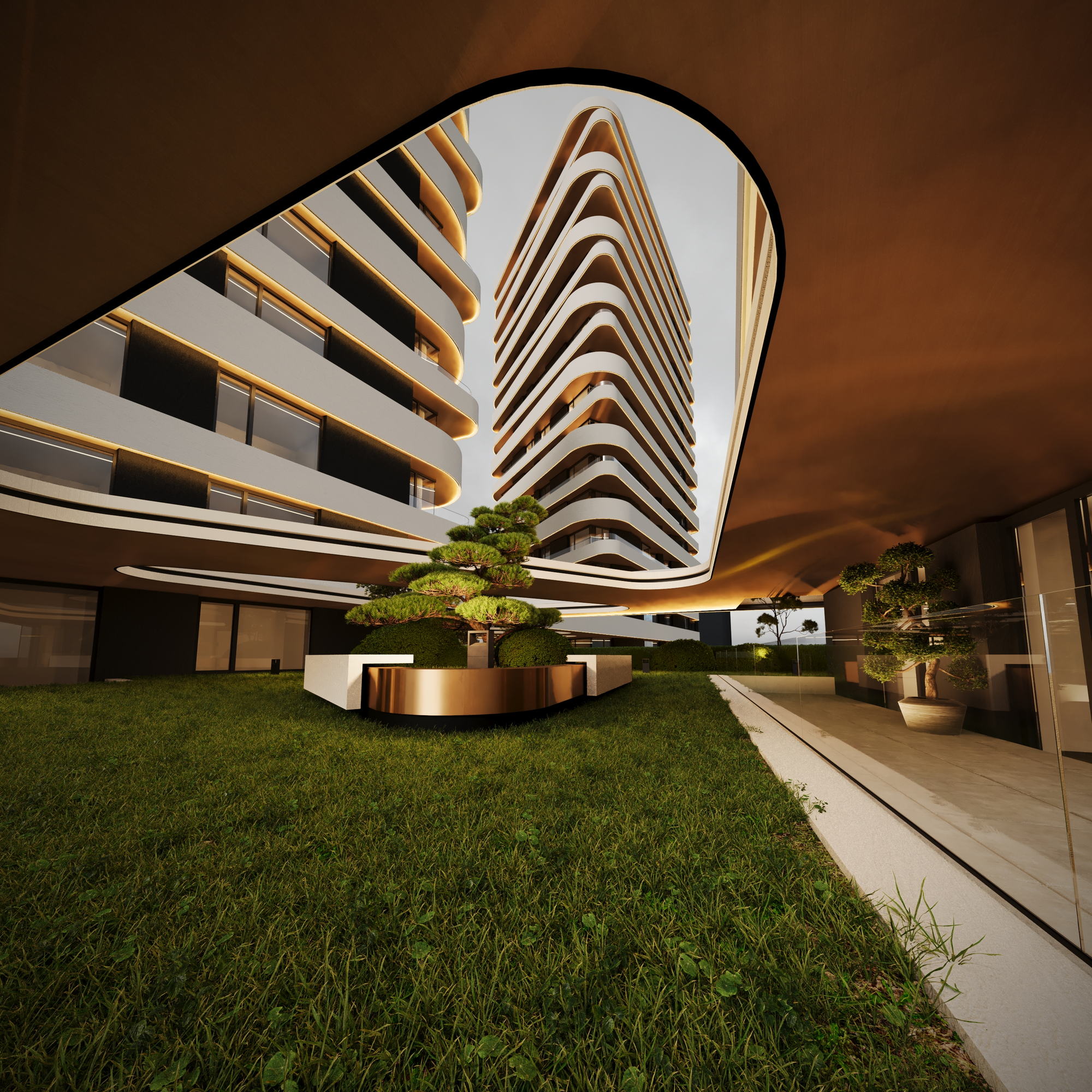 RUh Bulgaria — the courtyard beneath the cantilever