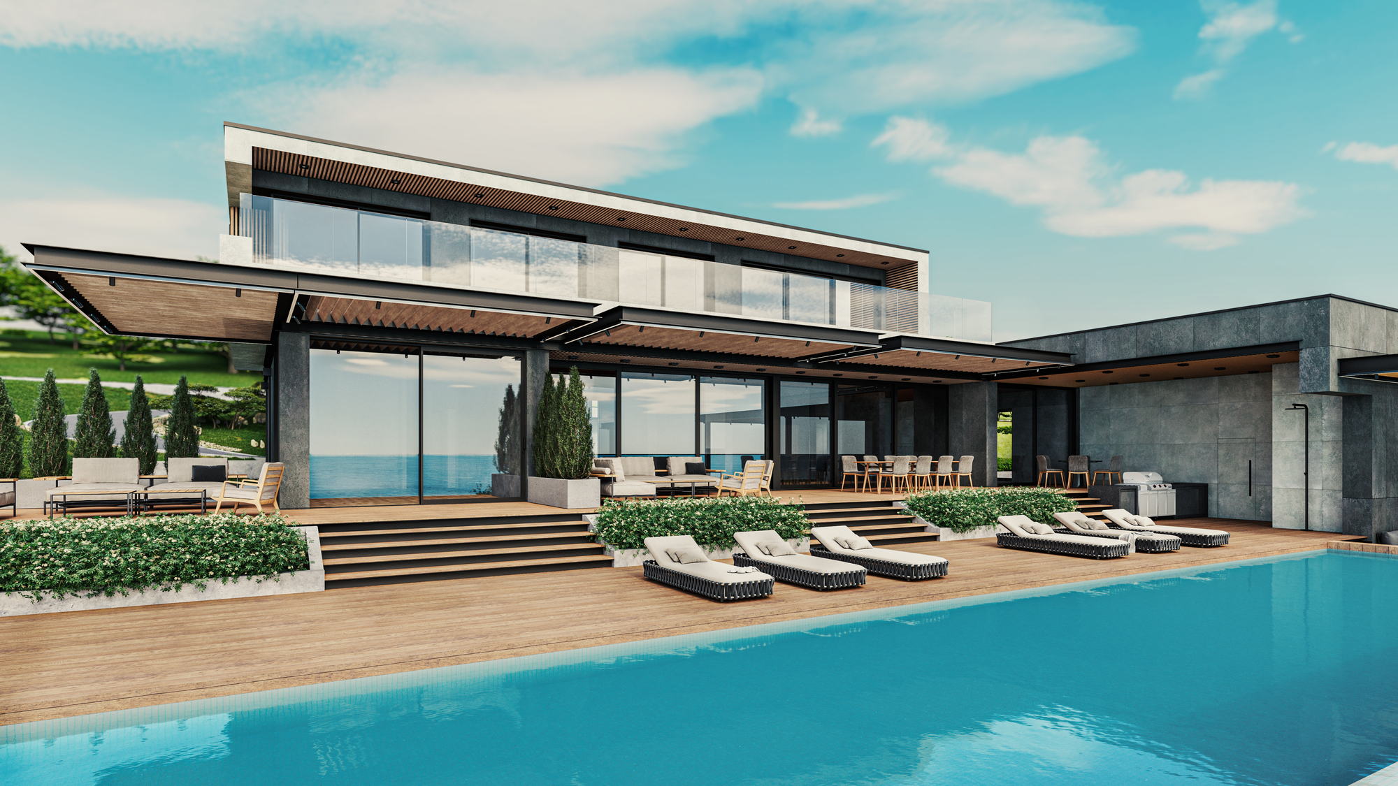 Sea house — glazed living level