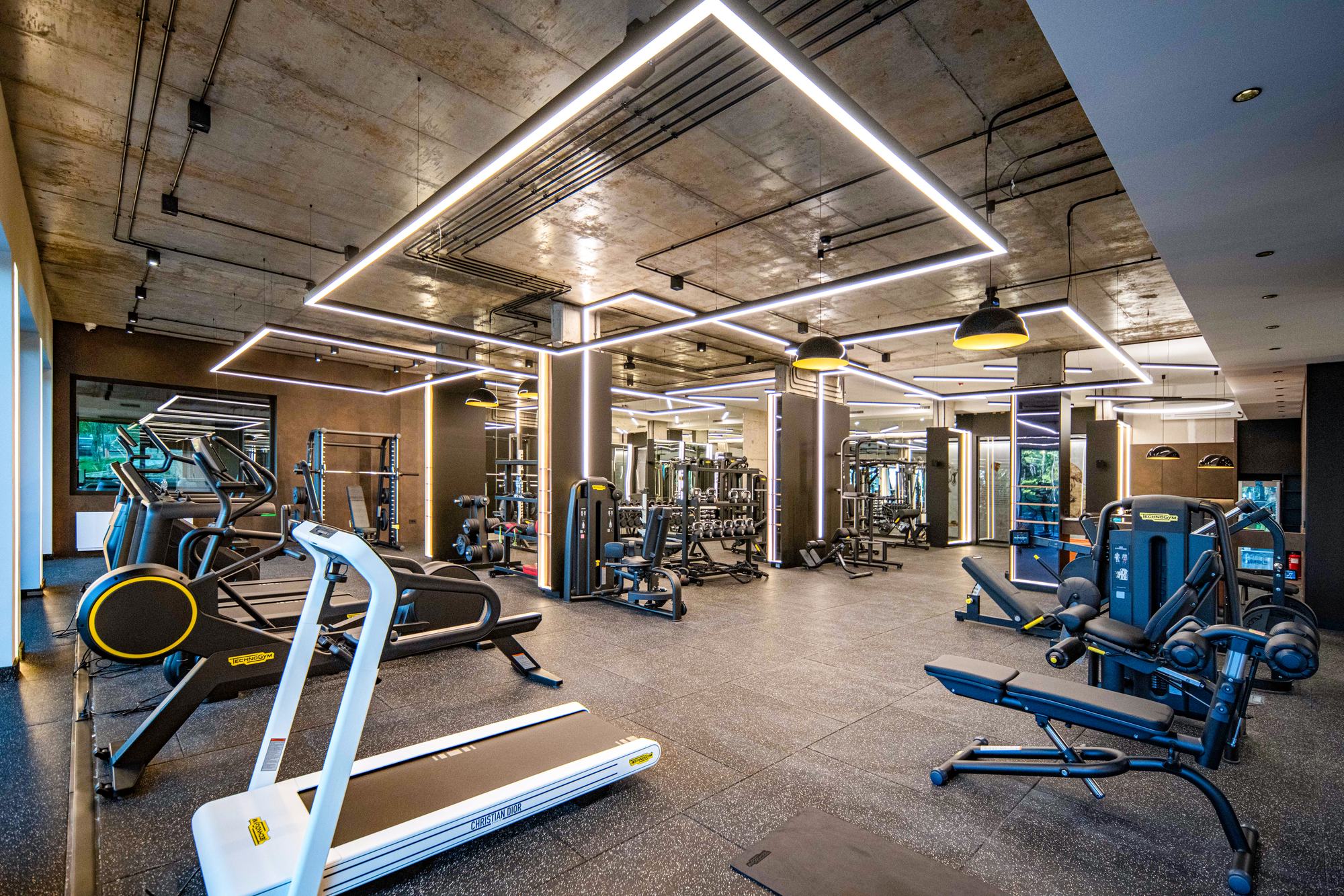 The Royal Residence — the fitness suite under its concrete soffit