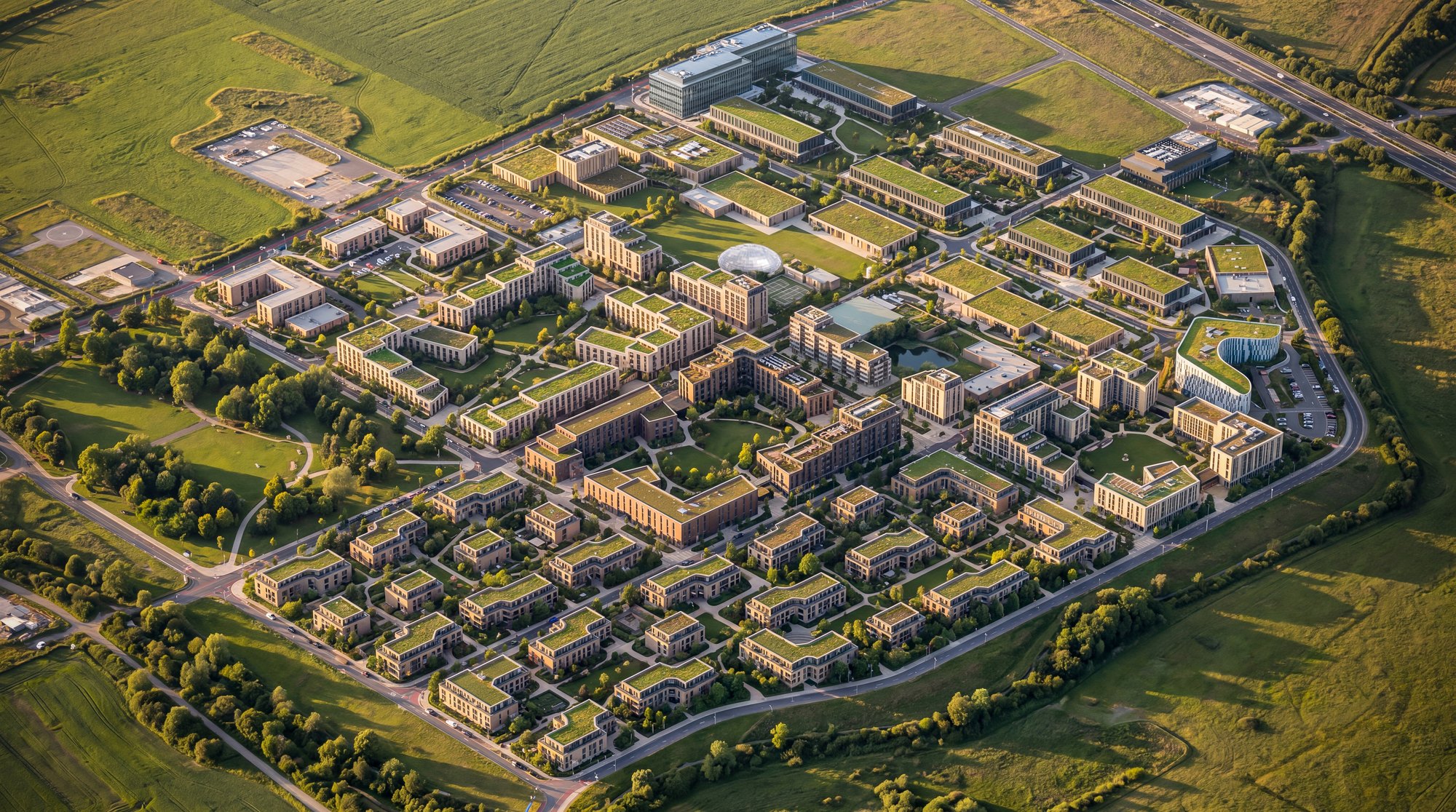 65 hectares near Dolni Lozen planned as fourteen blocks around a local centre.
