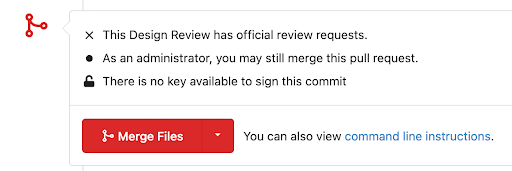 Design review cautioning merging until official reviews are complete.
