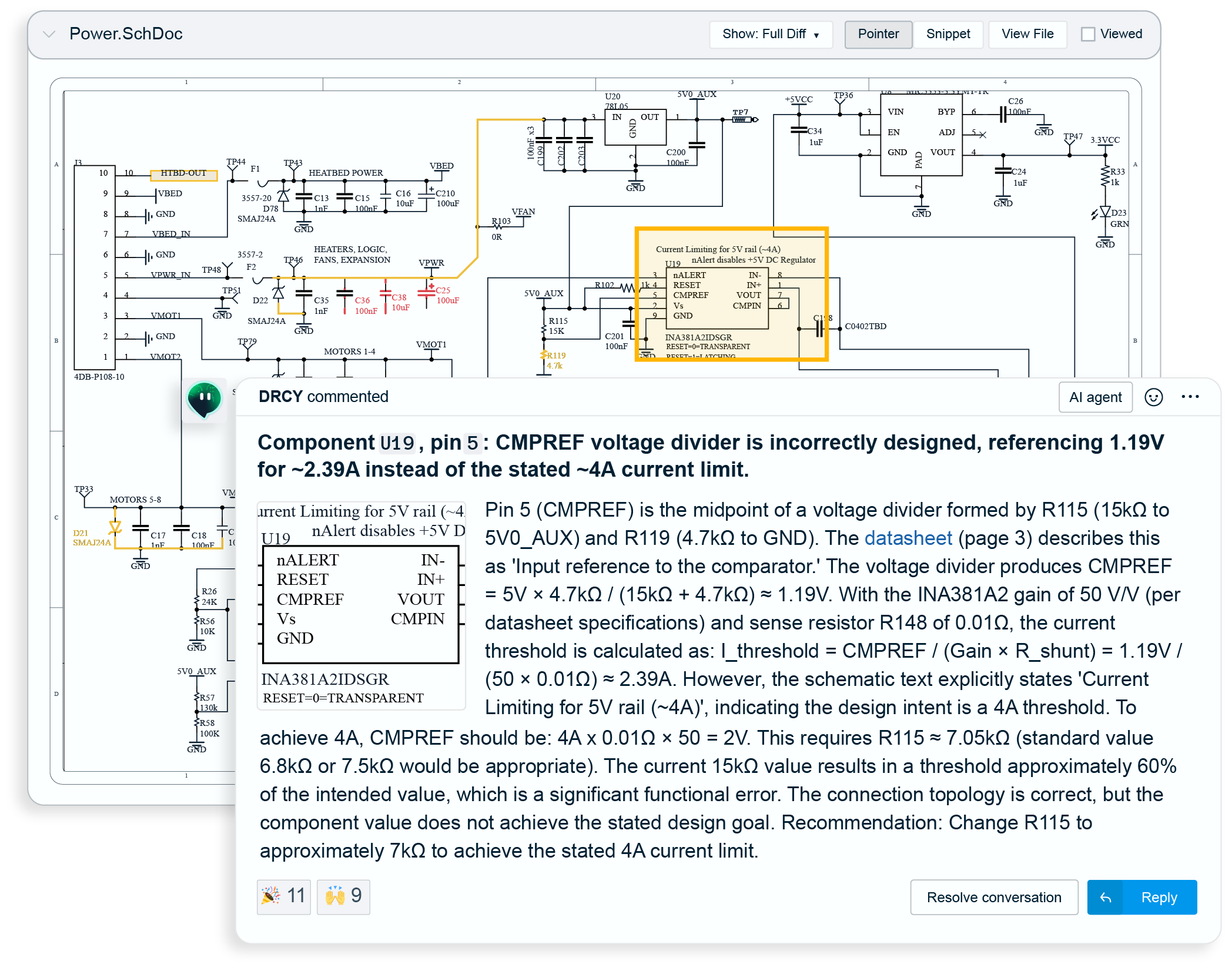 DRCY commenting on a schematic
