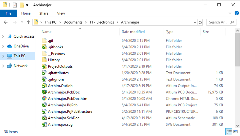 Root repository after .githook folder is created and added to Git index.