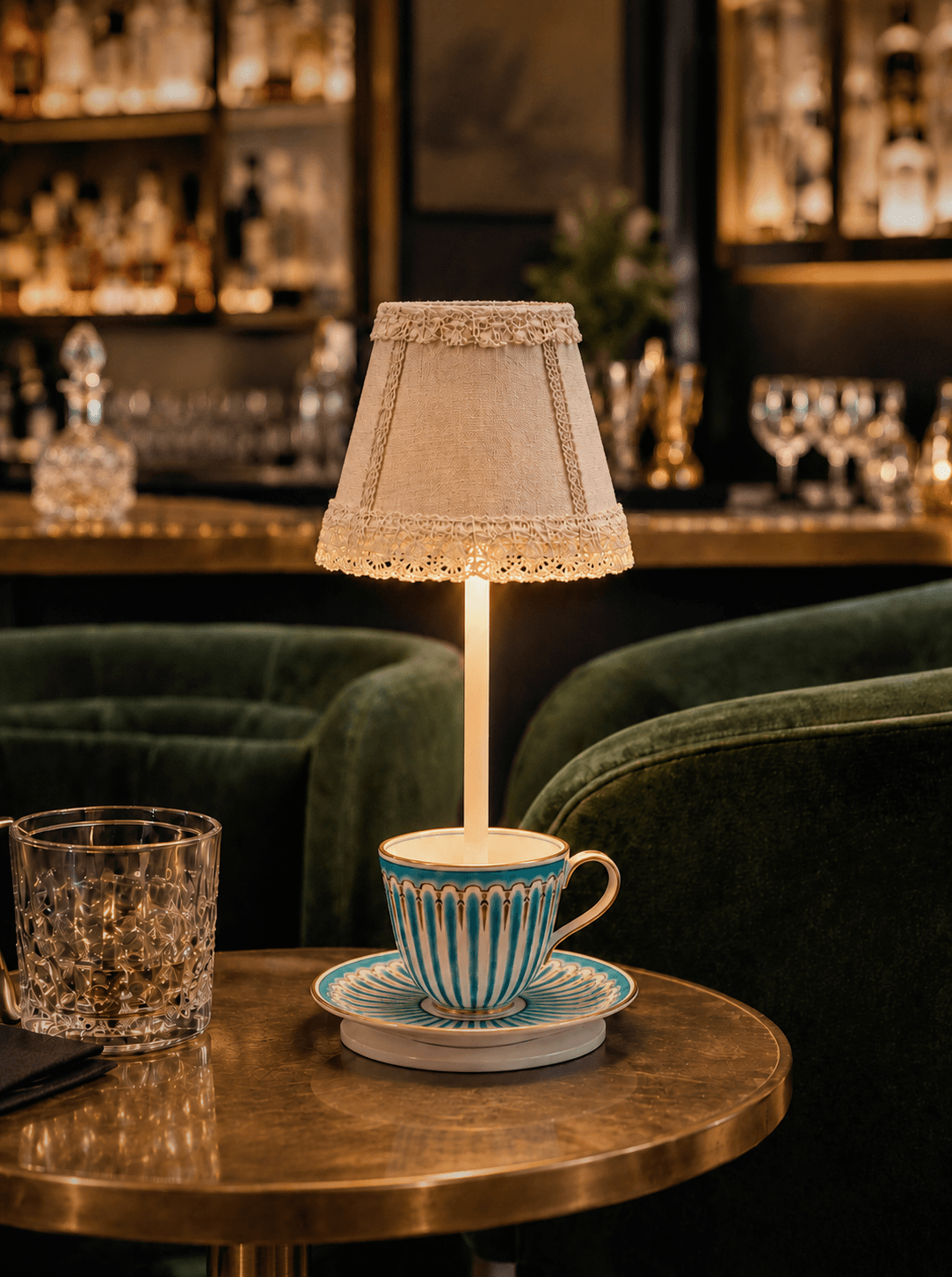 Lamp on table