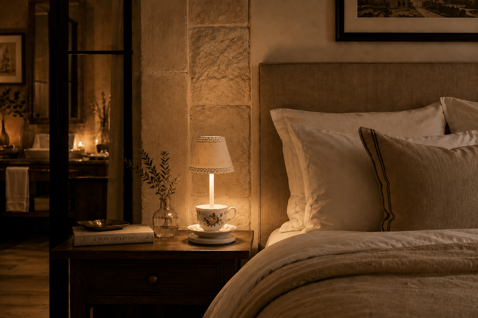 Lamp on nightstand
