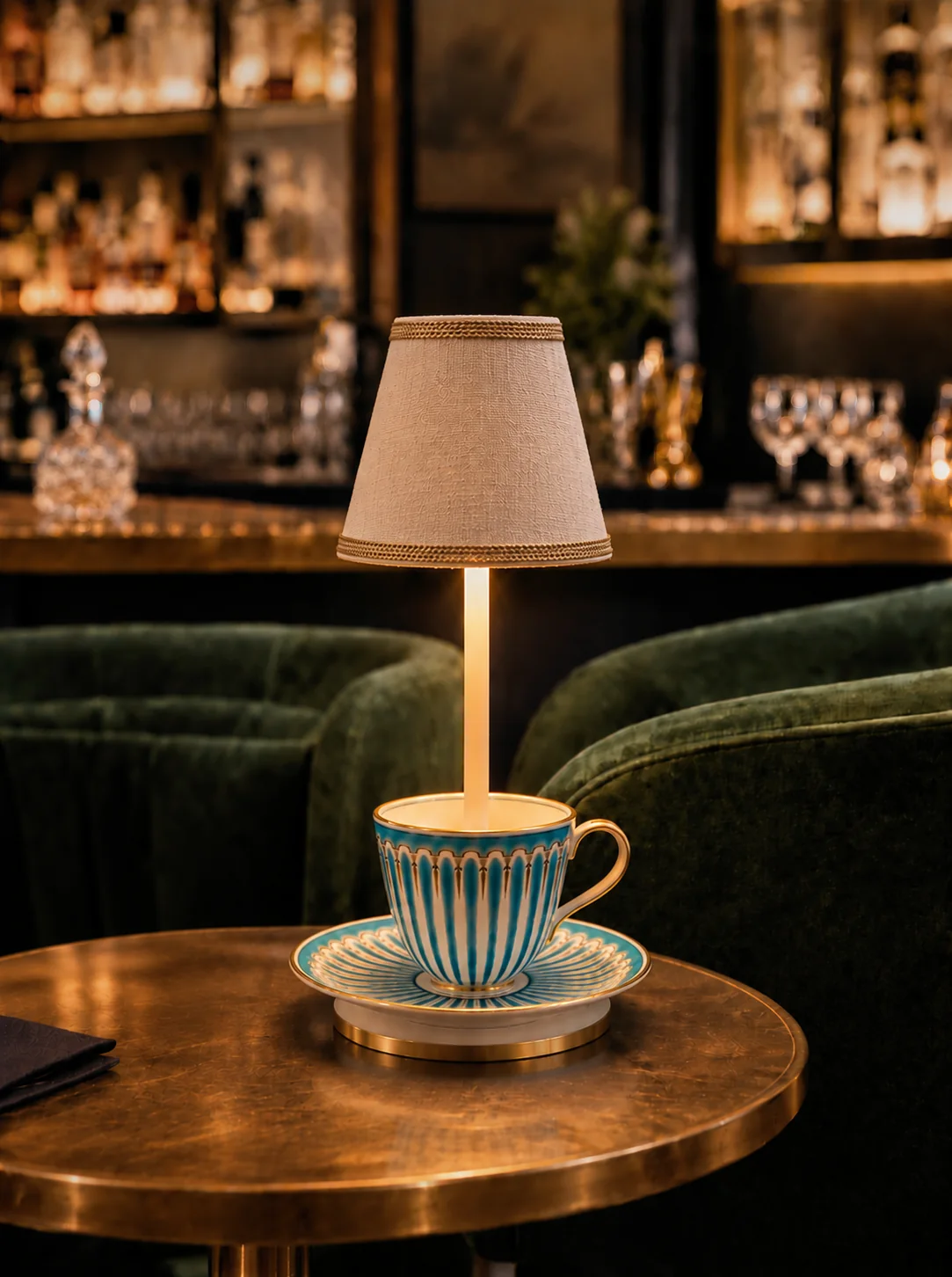 Lamp on table